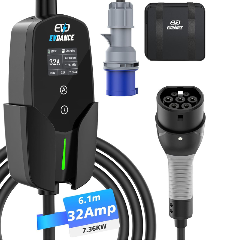 Pengisi daya mobil listrik, EV - Portable Ev Charger 32A Type 2 Cee Plug ulasan dan harga