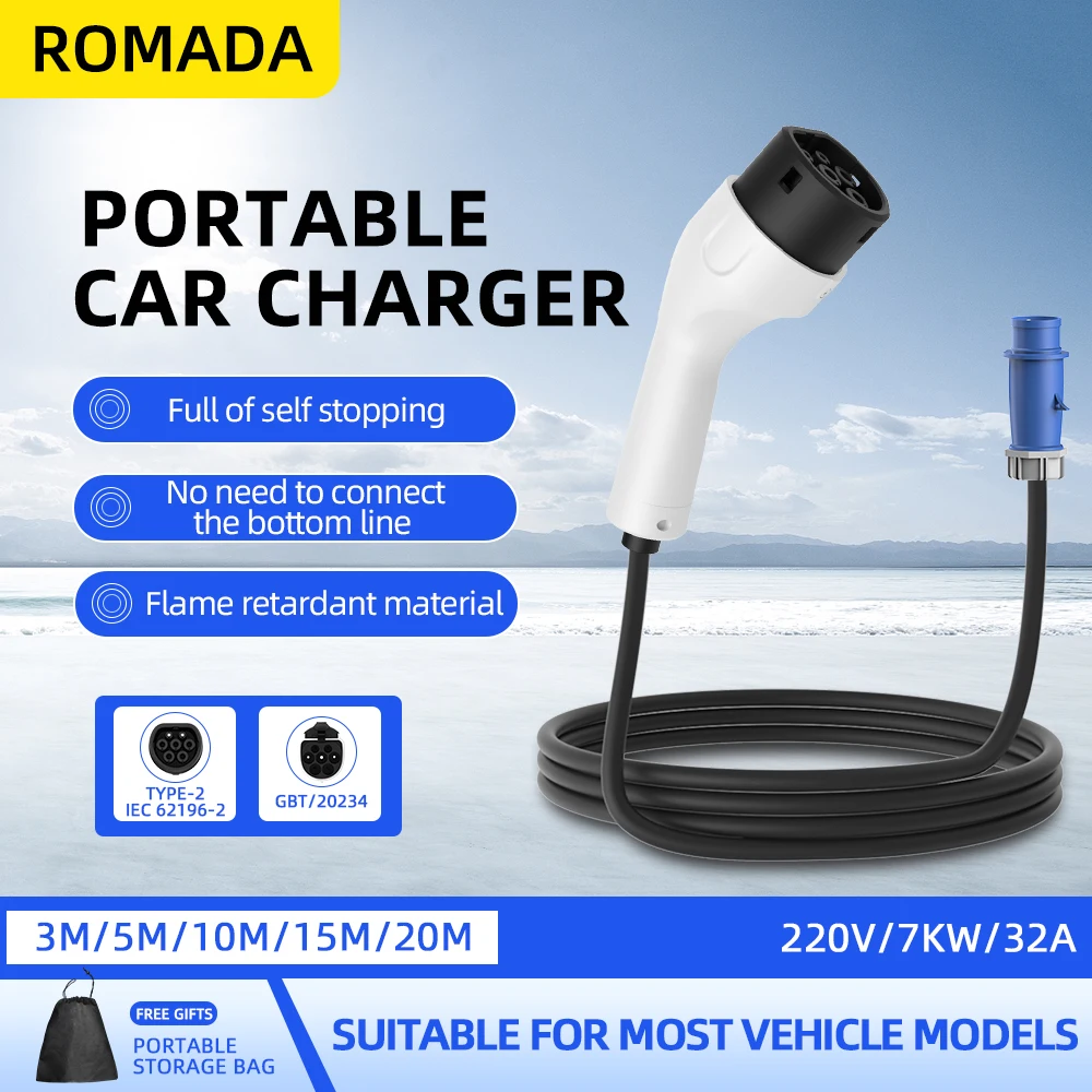 ROMADA Tipe2 IEC62196-2 Untuk  - Portable Ev Charger 32A Type 2 Cee Plug ulasan dan harga