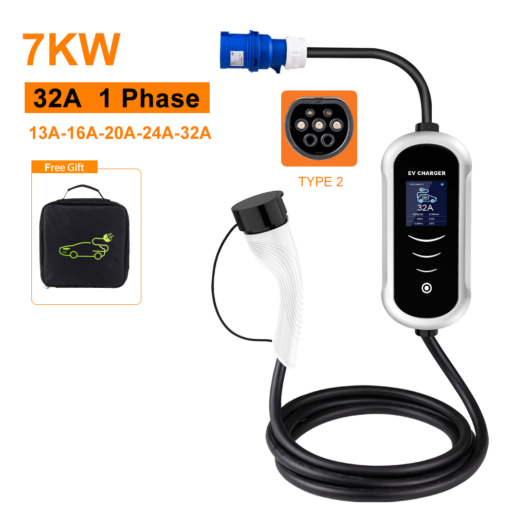 IPENGEN pengisi daya EV portab - Portable Ev Charger 32A Type 2 Cee Plug ulasan dan harga